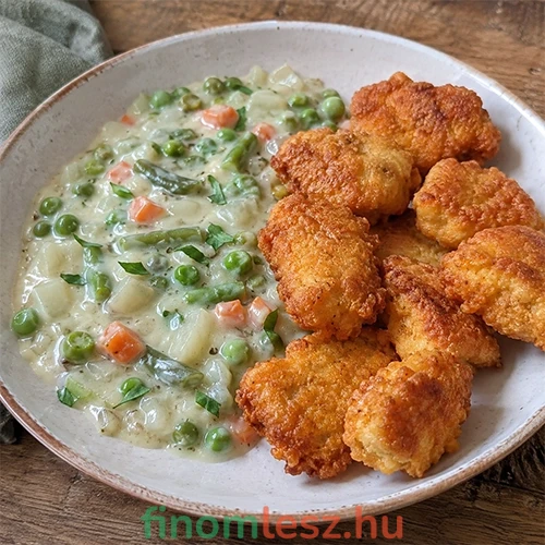 Tavaszi finomfőzelék házi csirkemell nuggets recept
