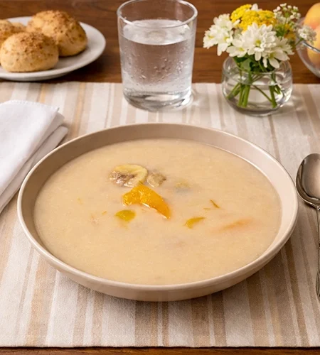 Banános, őszibarackos gyümölcsleves