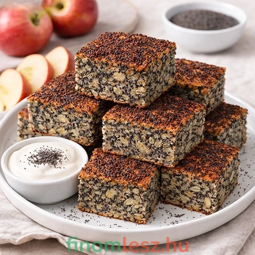 Cukormentes almás-mákos zabkocka