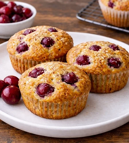 Cukormentes kókuszos-meggyes muffin